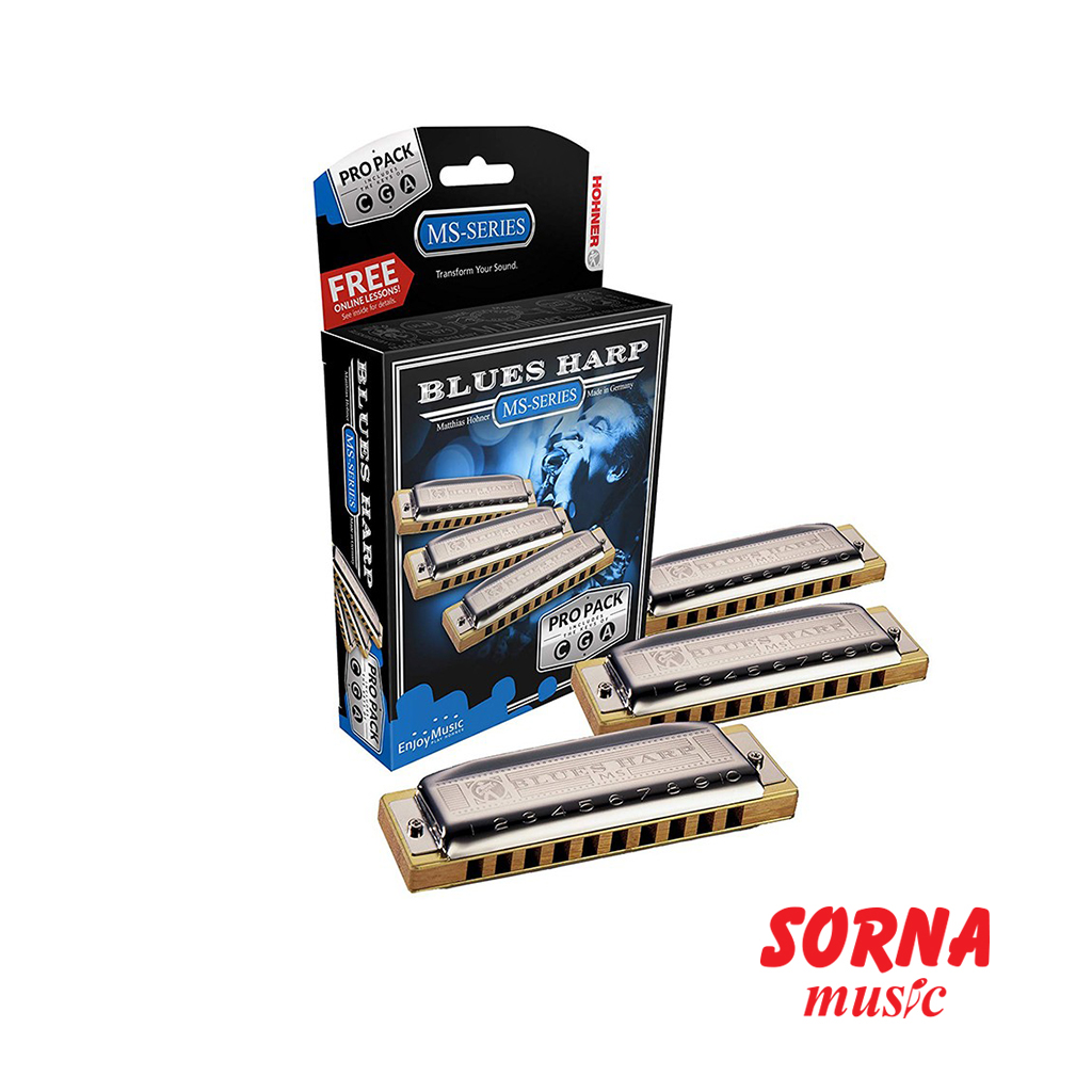 6668-Hohner Blues Harp Harmonica, Pro Pack, Keys of C, G, A (M5330XP) ست سازدهنی دیاتونیک هوهنر مدل بلوز هارپ C,G,A - Image 1