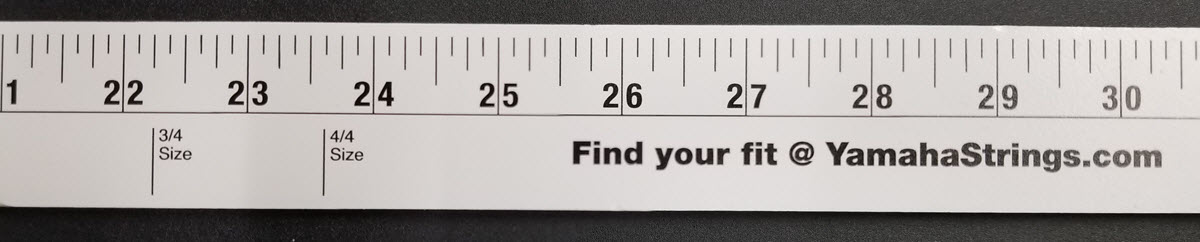 ویولنهای سایزبندیشده (Fractional Size) چیستند؟ 3 A ruler showing the size of different violins.